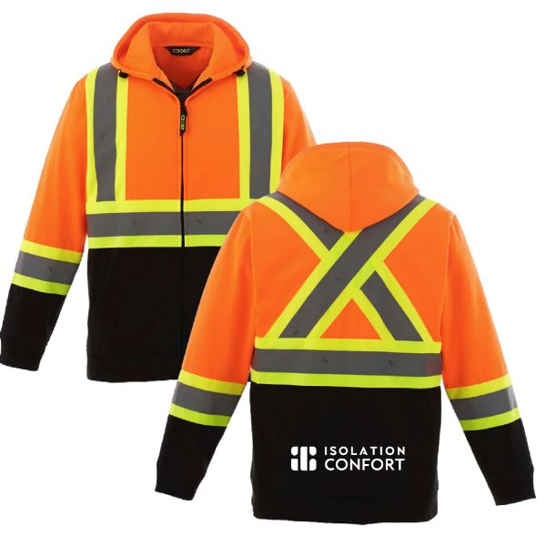 Image de  Chandail à Capuchon Hi-Vis à Glissière Pleine Longueur en Molleton de Polyester